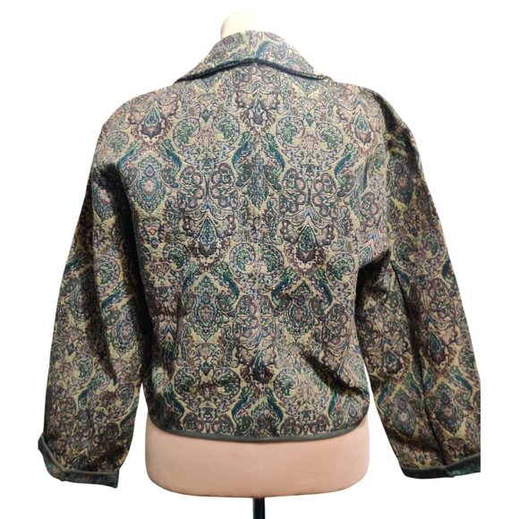 Flashback L Womens Jacket Cropped Paisley Tapestry Boho Cottagecore 90s Vintage - Picture 6 of 14